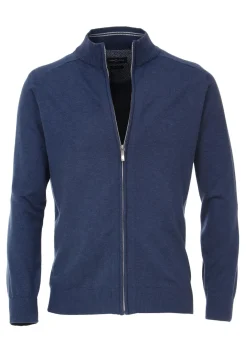 CASA MODA heren vest katoen, met rits, blauw