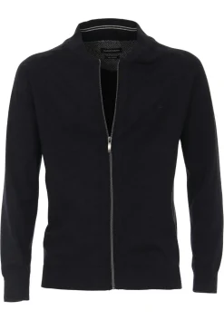 CASA MODA heren vest katoen, met rits, donkerblauw