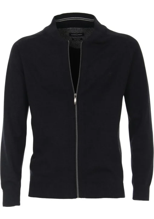 CASA MODA heren vest katoen, met rits, donkerblauw