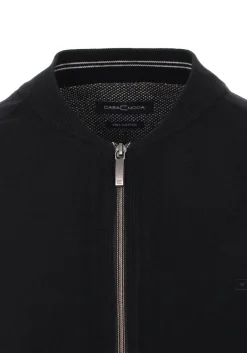 CASA MODA heren vest katoen, met rits, zwart