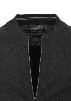 CASA MODA heren vest katoen, met rits, antraciet grijs