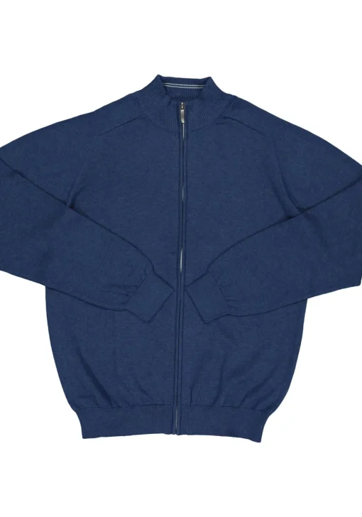 CASA MODA heren vest katoen, met rits, blauw