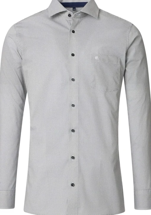 CASA MODA modern fit overhemd, popeline, groen met blauw en wit dessin