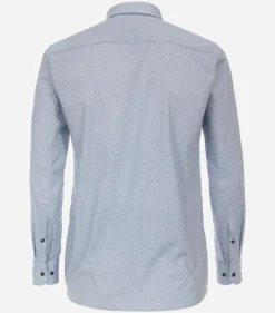 CASA MODA modern fit overhemd, popeline, blauw met wit dessin