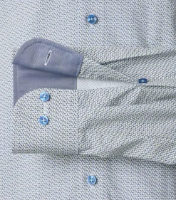 CASA MODA modern fit overhemd, popeline, groen met blauw en wit dessin