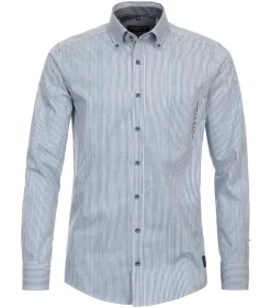 CASA MODA Sport casual fit overhemd, popeline, blauw gestreept