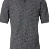 CASA MODA Sport casual fit overhemd, korte mouw, popeline, donkerblauw met oranje, groen en lichtblauw dessin