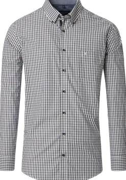 CASA MODA Sport casual fit overhemd, dobby, wit met blauw en groen geruit