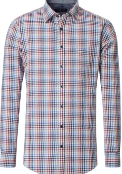 CASA MODA Sport casual fit overhemd, dobby, wit met rood, blauw en groen geruit