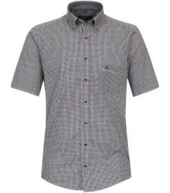 CASA MODA Sport casual fit overhemd, korte mouw, fil a fil, blauw met wit geruit