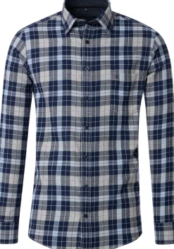 CASA MODA Sport casual fit overhemd, flanel, blauw geruit