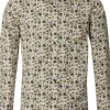 CASA MODA Sport casual fit overhemd, popeline, beige met groen dessin
