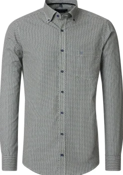 CASA MODA Sport casual fit overhemd, popeline, groen dessin