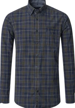 CASA MODA Sport casual fit overhemd, popeline, groen met blauw geruit