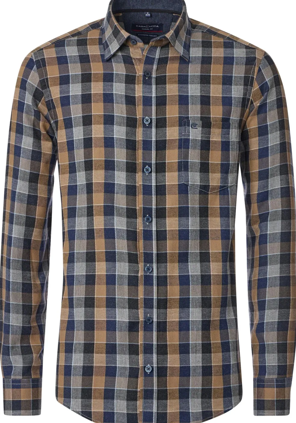 CASA MODA Sport casual fit overhemd, flanel, grijs geruit