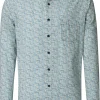 CASA MODA Sport casual fit overhemd, popeline, wit met blauw, aqua en geel balletjes dessin