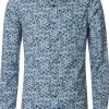 CASA MODA Sport casual fit overhemd, twill, blauw met wit dessin