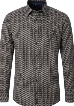 CASA MODA Sport casual fit overhemd, twill, bruin dessin