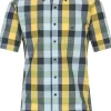 CASA MODA Sport casual fit overhemd, korte mouw, chambray, blauw met geel geruit