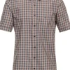 CASA MODA Sport casual fit overhemd, korte mouw, chambray, oranje geruit
