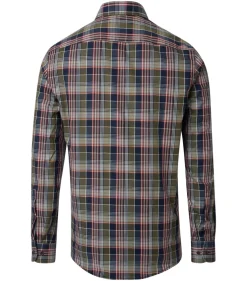 CASA MODA Sport casual fit overhemd, dobby, blauw, groen, rood en wit geruit