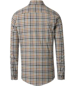 CASA MODA Sport casual fit overhemd, flanel, beige, blauw, wit geruit