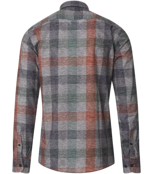 CASA MODA Sport casual fit overhemd, popeline, grijs met groen en rood geruit