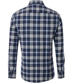 CASA MODA Sport casual fit overhemd, flanel, blauw geruit