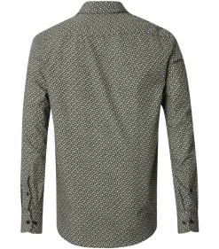 CASA MODA Sport casual fit overhemd, popeline, groen met beige en wit dessin