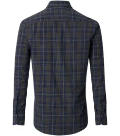 CASA MODA Sport casual fit overhemd, popeline, groen met blauw geruit