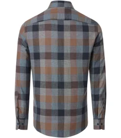 CASA MODA Sport casual fit overhemd, flanel, blauw, bruin, beige geruit