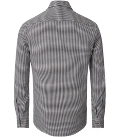 CASA MODA Sport casual fit overhemd, dobby, blauw met wit en oranje geruit