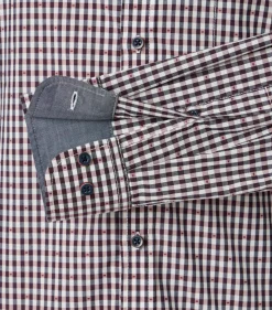 CASA MODA Sport casual fit overhemd, dobby, blauw met wit en rood geruit