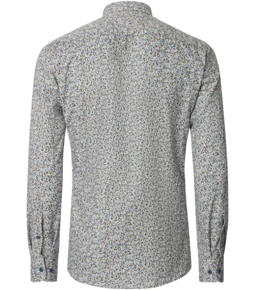 CASA MODA Sport casual fit overhemd, twill, beige met blauw en groen dessin