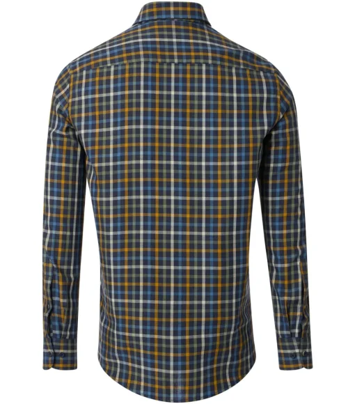 CASA MODA Sport casual fit overhemd, twill, blauw, groen, oranje geruit