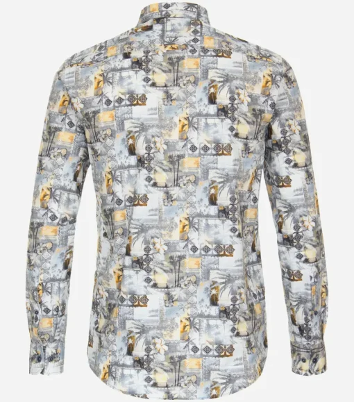 CASA MODA Sport casual fit overhemd, popeline, blauw dessin