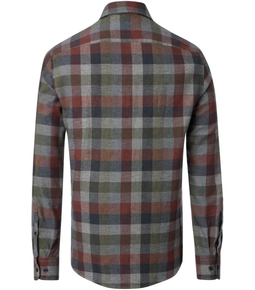 CASA MODA Sport casual fit overhemd, dobby, blauw, grijs, rood en groen geruit