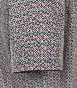 CASA MODA Sport casual fit overhemd, korte mouw, popeline, oranje dessin