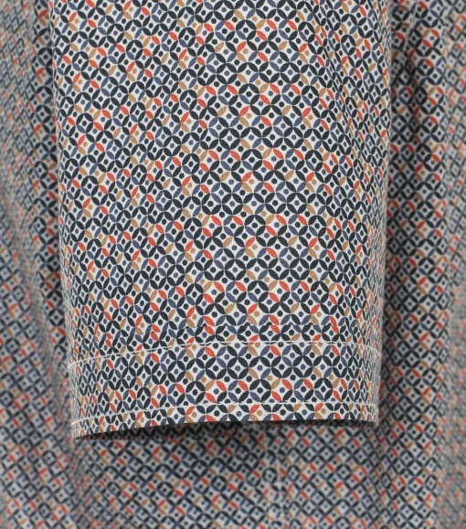CASA MODA Sport casual fit overhemd, korte mouw, popeline, oranje dessin
