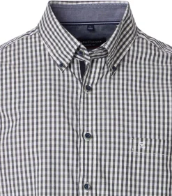 CASA MODA Sport casual fit overhemd, dobby, wit met blauw en groen geruit