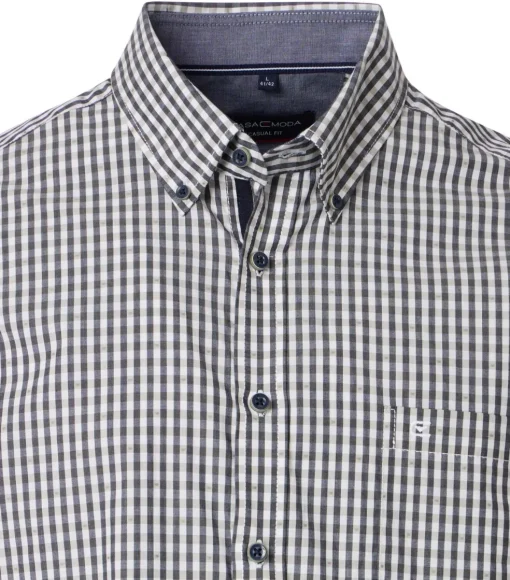 CASA MODA Sport casual fit overhemd, dobby, wit met blauw en groen geruit