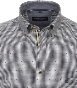 CASA MODA Sport casual fit overhemd, korte mouw, fil a fil, blauw met wit geruit