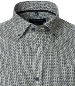 CASA MODA Sport casual fit overhemd, popeline, groen dessin