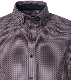 CASA MODA Sport casual fit overhemd, twill, blauw met rood dessin