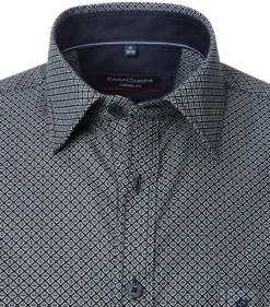 CASA MODA Sport casual fit overhemd, twill, blauw met wit en groen dessin
