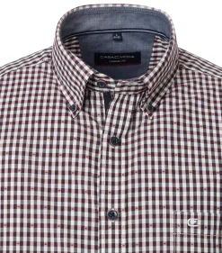 CASA MODA Sport casual fit overhemd, dobby, blauw met wit en rood geruit