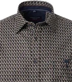 CASA MODA Sport casual fit overhemd, twill, bruin dessin