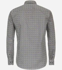 CASA MODA Sport casual fit overhemd, popeline, geel dessin