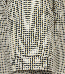 CASA MODA Sport casual fit overhemd, korte mouw, popeline, blauw met geel en wit dessin