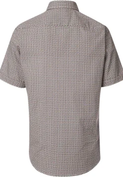 CASA MODA Sport casual fit overhemd, korte mouw, popeline, donkerblauw met oranje en wit dessin